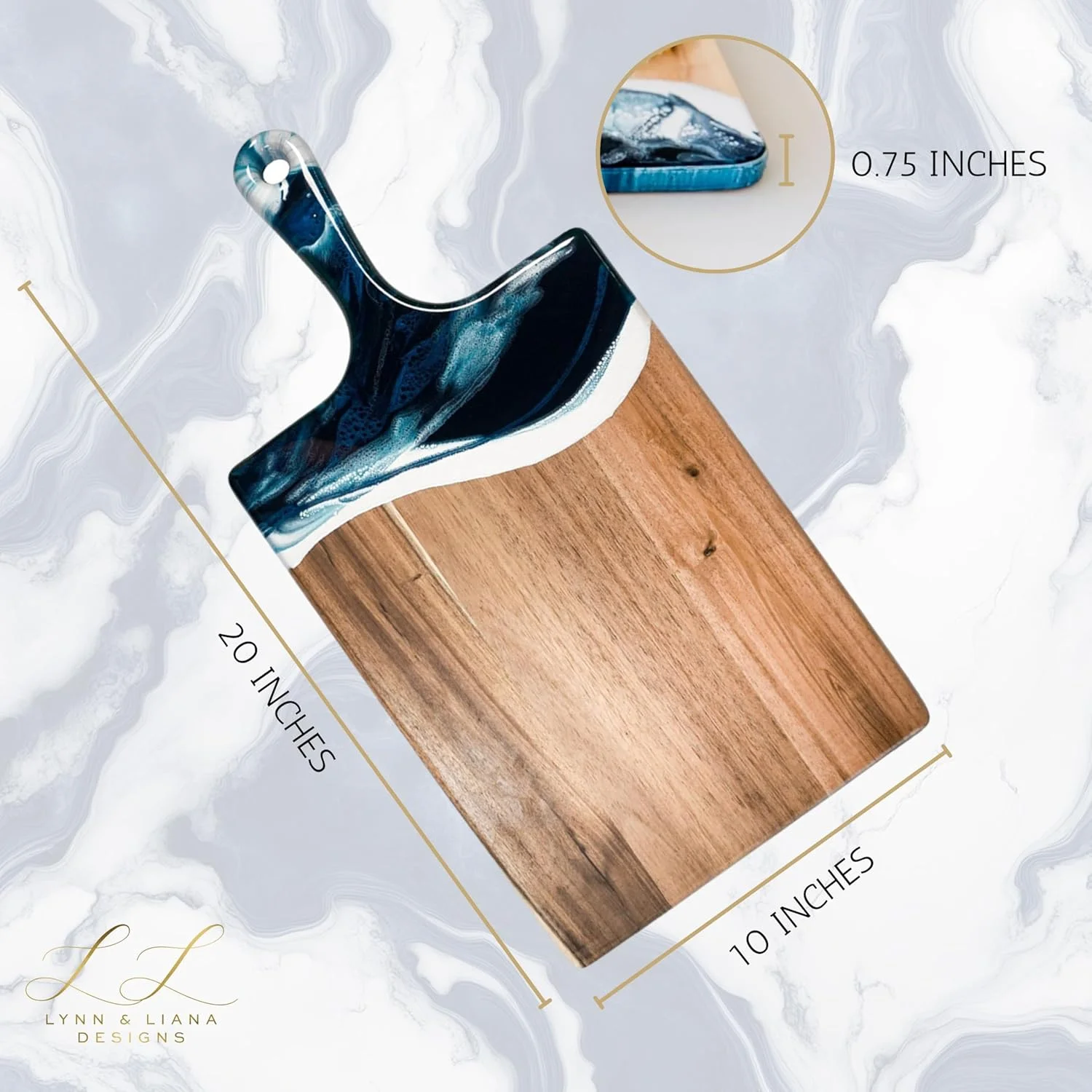 تخته سرو پنیر بزرگ چوبی آکاسیا Lynn & Liana | تخته برش رزینی چوبی | تخته سرو لوکس برای پذیرایی | تخته برش چوبی دست ساز - سرمه ای سفید متالیک تخته سرو پنیر بزرگ چوبی آکاسیا Lynn & Liana | تخته برش رزینی چوبی | تخته سرو لوکس برای پذیرایی | تخته برش چوبی دست ساز - سرمه ای سفید متالیک