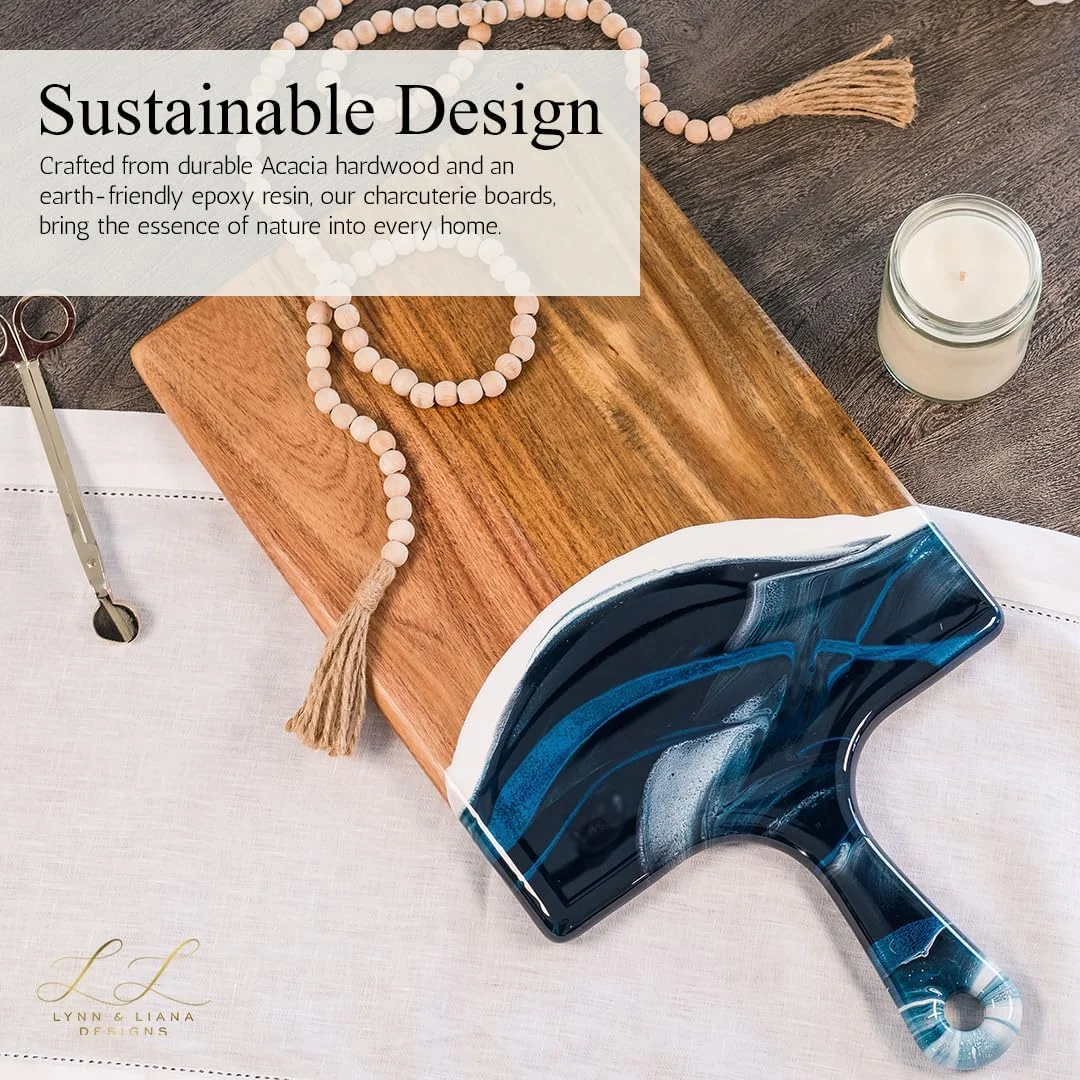 تخته سرو پنیر بزرگ چوبی آکاسیا Lynn & Liana | تخته برش رزینی چوبی | تخته سرو لوکس برای پذیرایی | تخته برش چوبی دست ساز - سرمه ای سفید متالیک تخته سرو پنیر بزرگ چوبی آکاسیا Lynn & Liana | تخته برش رزینی چوبی | تخته سرو لوکس برای پذیرایی | تخته برش چوبی دست ساز - سرمه ای سفید متالیک