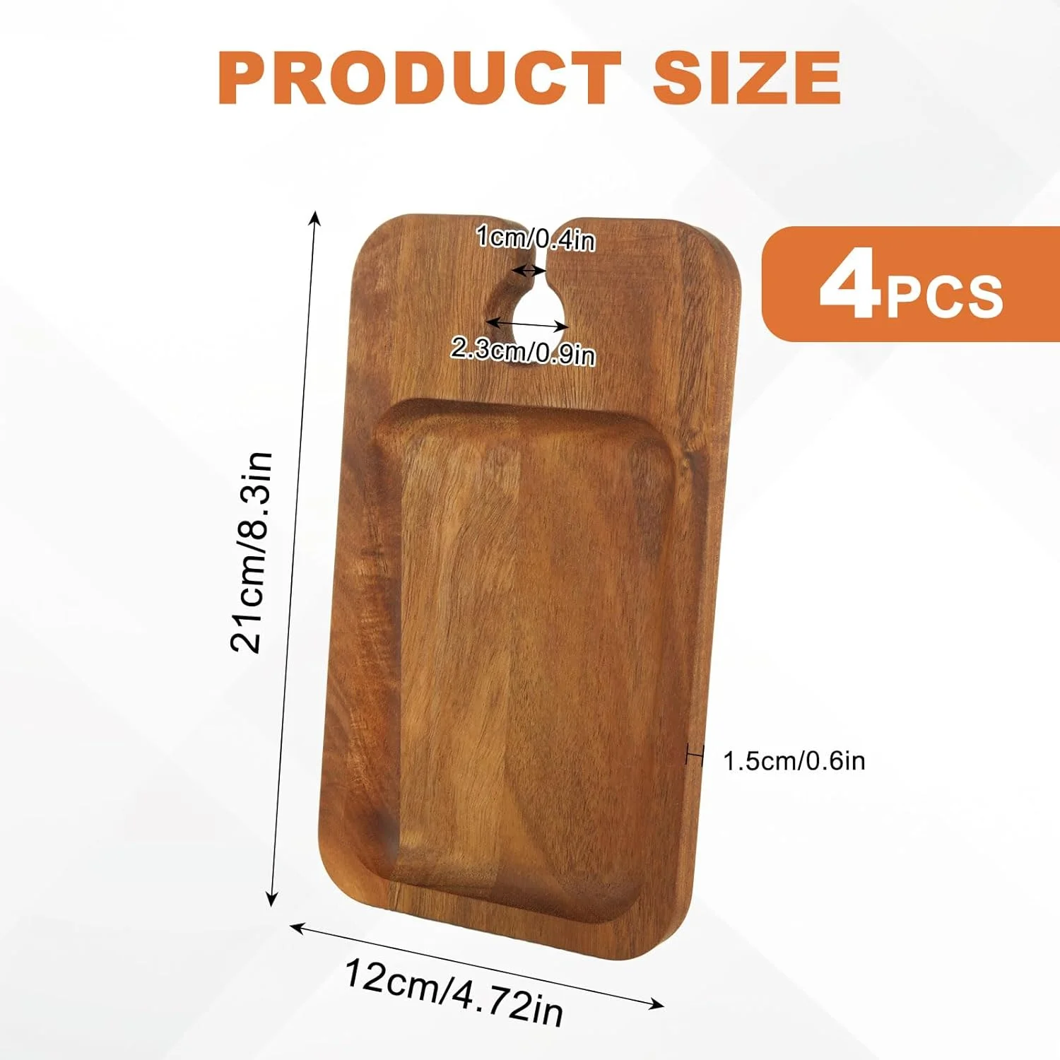 ست ۴ تایی تخته سرو پیش غذا، سینی سرو کوکتل چوبی اقاقیا با جای لیوان شراب، تخته های کوچک سرو پنیر برای پیک نیک و مهمانی ها