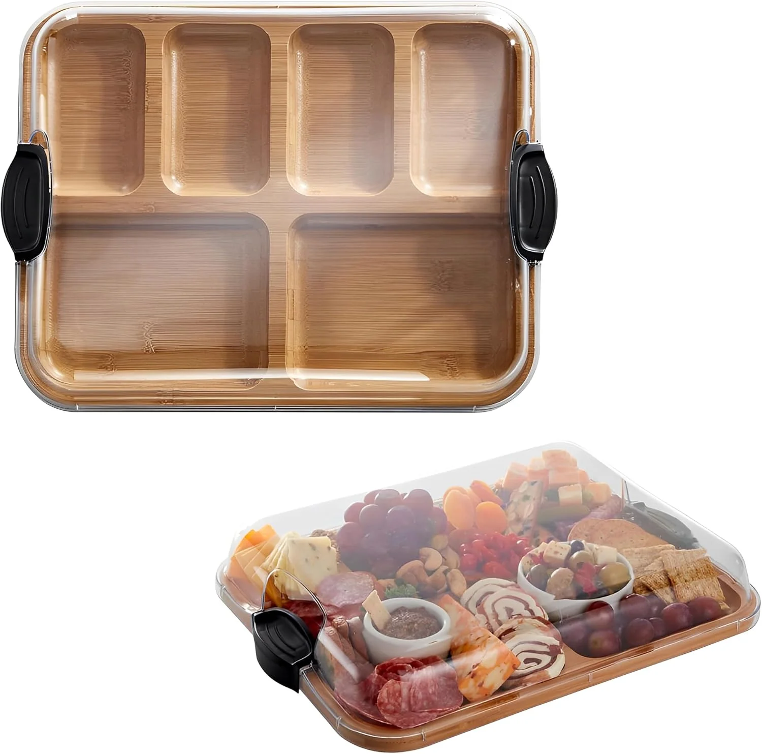 تخته سرو پذیرایی سفری با درب - تخته سرو چوبی قابل حمل با 6 قسمت برای مهمانی ها و فعالیت های خارج از منزل