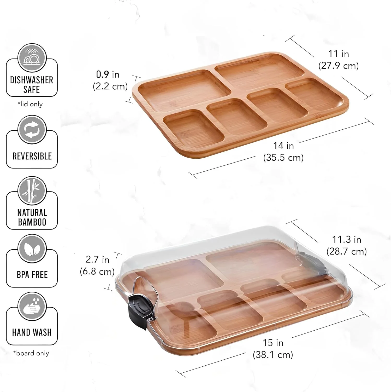 تخته سرو پذیرایی سفری با درب - تخته سرو چوبی قابل حمل با 6 قسمت برای مهمانی ها و فعالیت های خارج از منزل تخته سرو پذیرایی سفری با درب - تخته سرو چوبی قابل حمل با 6 قسمت برای مهمانی ها و فعالیت های خارج از منزل