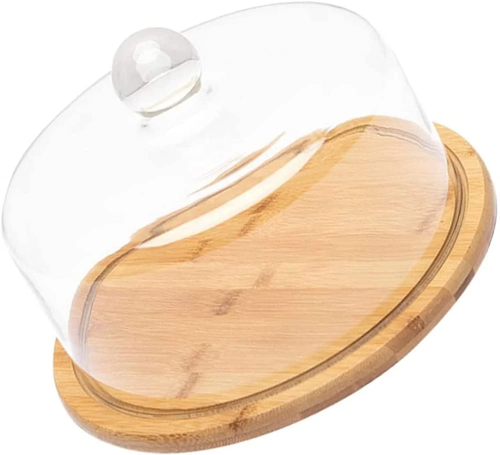 پایه چوبی نمایش کیک پنیر BERTY·PUYI با گنبد شیشه ای و درب چوبی، سینی سرو عروسی، پایه کیک، سینی کیک، سرور کیک، بشقاب دسر، بشقاب تولد - 28.5X28.5X17.7CM پایه چوبی نمایش کیک پنیر BERTY·PUYI با گنبد شیشه ای و درب چوبی، سینی سرو عروسی، پایه کیک، سینی کیک، سرور کیک، بشقاب دسر، بشقاب تولد - 28.5X28.5X17.7CM