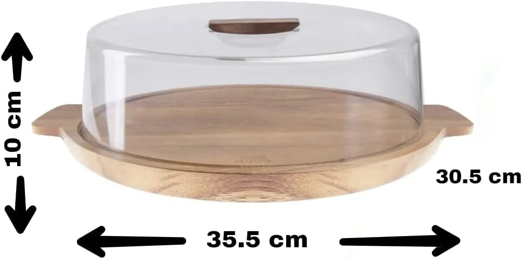 تخته سرو پنیر BLACKSTONE، تخته سرو گنبدی، تخته برش چوبی با ساختار ضد باکتری برای پیتزا، کیک. مناسب برای آشپزخانه، مهمانی، رستوران ها با پوشش اکریلیک - AC3010