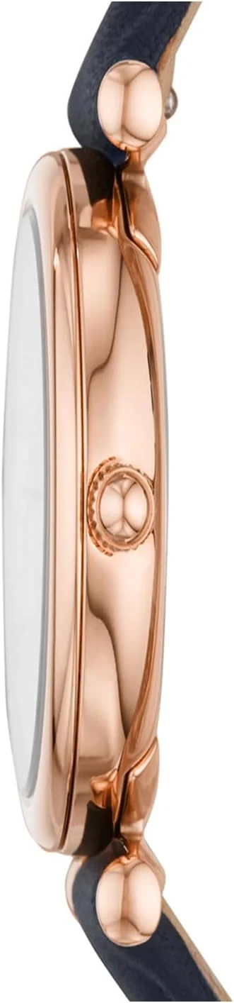 ساعت مچی آنالوگ زنانه فسیل Carlie Mini با صفحه صدف مروارید و بند چرمی سرمه ای - مدل ES4502