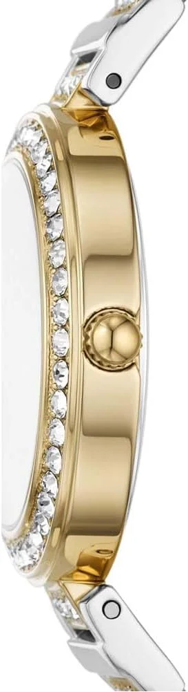 ساعت مچی زنانه آنالوگ کوارتز FOSSIL BQ3944 Karli، قطر قاب 34 میلی متر، طلایی/صدف آبی