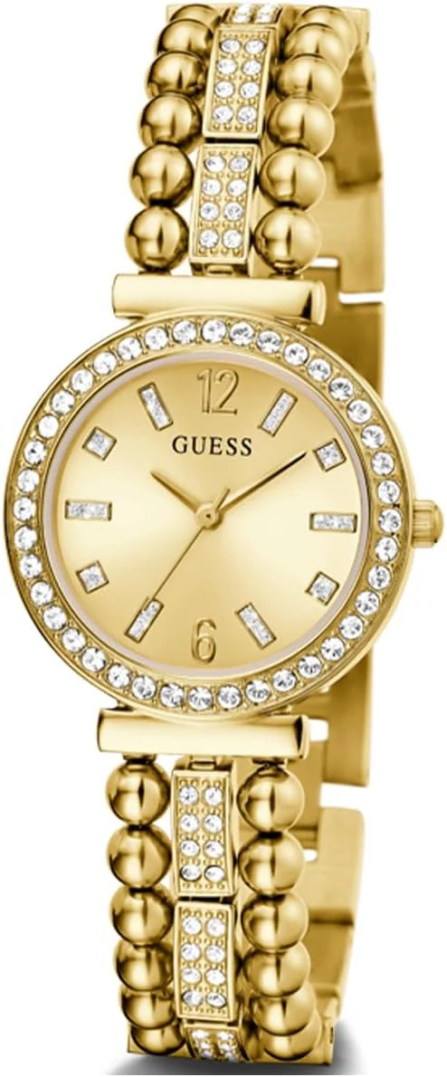 ساعت مچی زنانه گس مدل آنالوگ با نگین های بدلی، طلایی رنگ ساعت مچی زنانه گس مدل آنالوگ با نگین های بدلی، طلایی رنگ