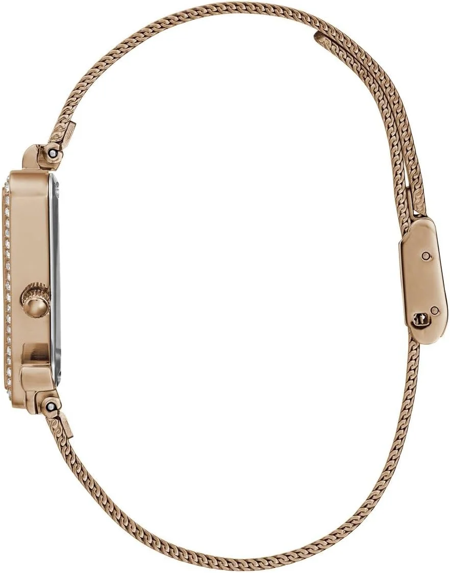 ساعت آنالوگ مثلثی با بند توری رزگلد GUESS ساعت آنالوگ مثلثی با بند توری رزگلد GUESS