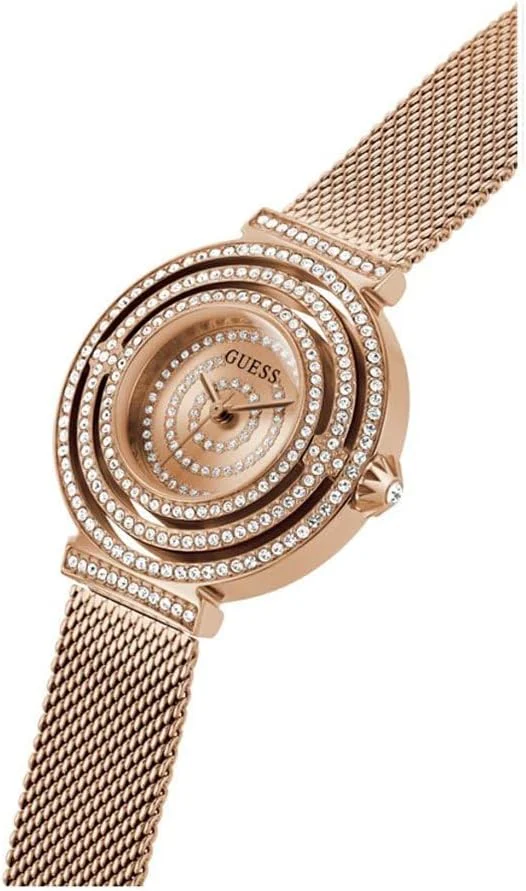 ساعت آنالوگ زنانه رزگلد با نگینهای کریستالی گس ساعت آنالوگ زنانه رزگلد با نگینهای کریستالی گس