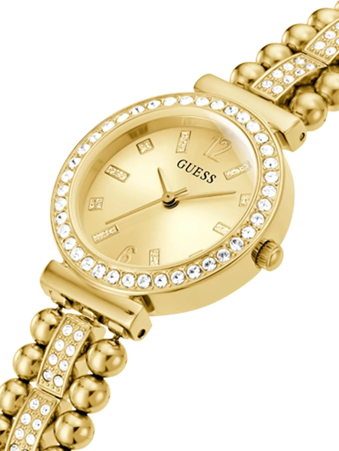 ساعت مچی زنانه گس مدل آنالوگ با نگین های بدلی، طلایی رنگ ساعت مچی زنانه گس مدل آنالوگ با نگین های بدلی، طلایی رنگ