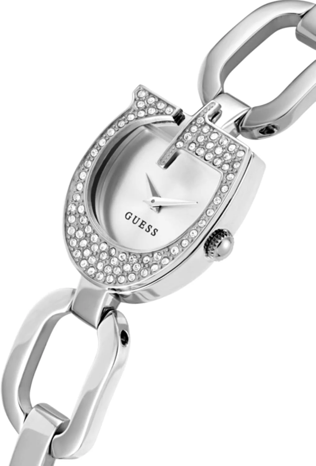 ساعت آنالوگ نقرهای رنگ نگیندار GUESS ساعت آنالوگ نقرهای رنگ نگیندار GUESS