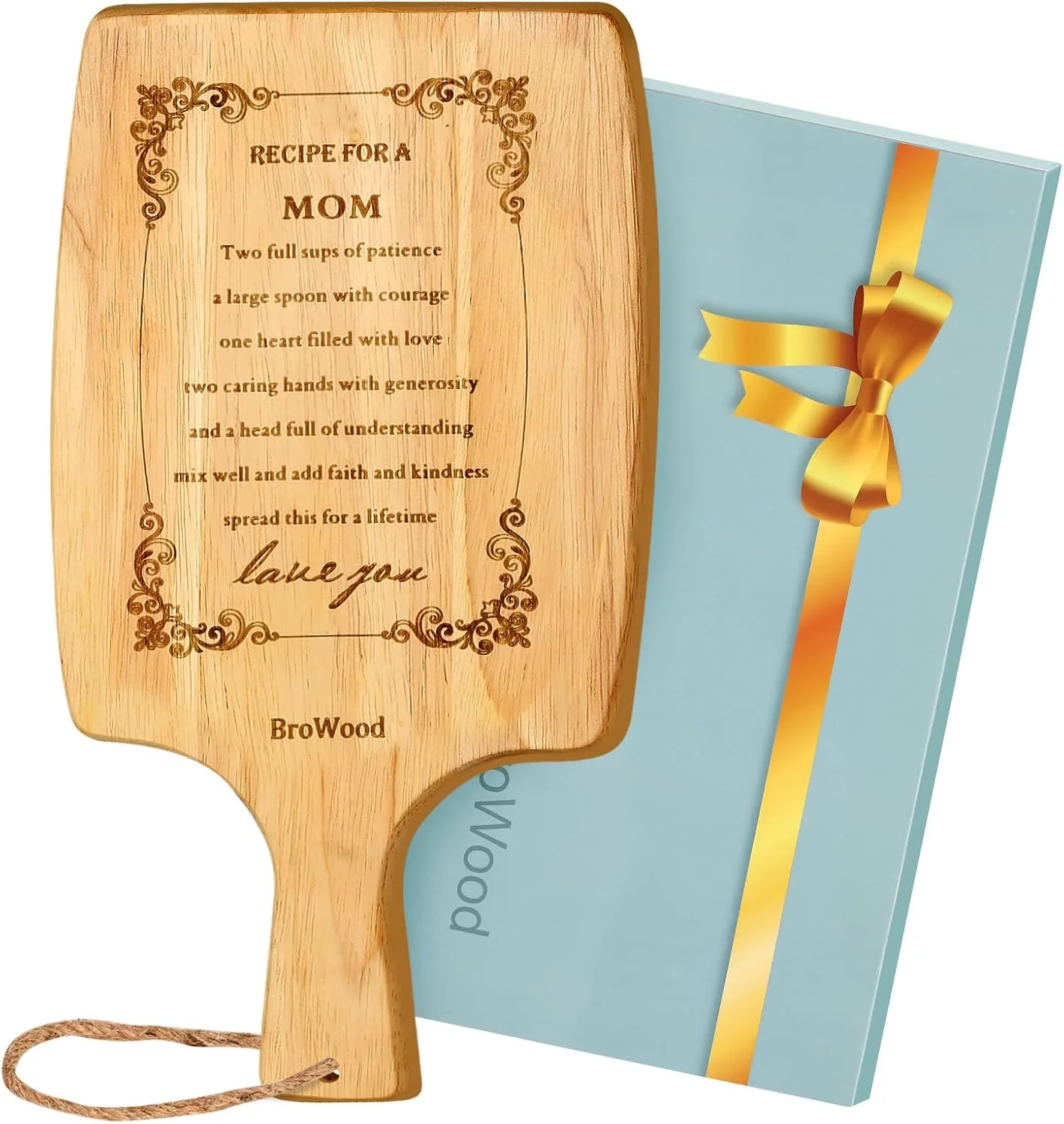 تخته برش چوبی BroWood با دسته، تخته سرو چوبی تزئینی کوچک برای آشپزخانه، بهترین هدیه تولد مادر، تخته سرو پنیر چوبی