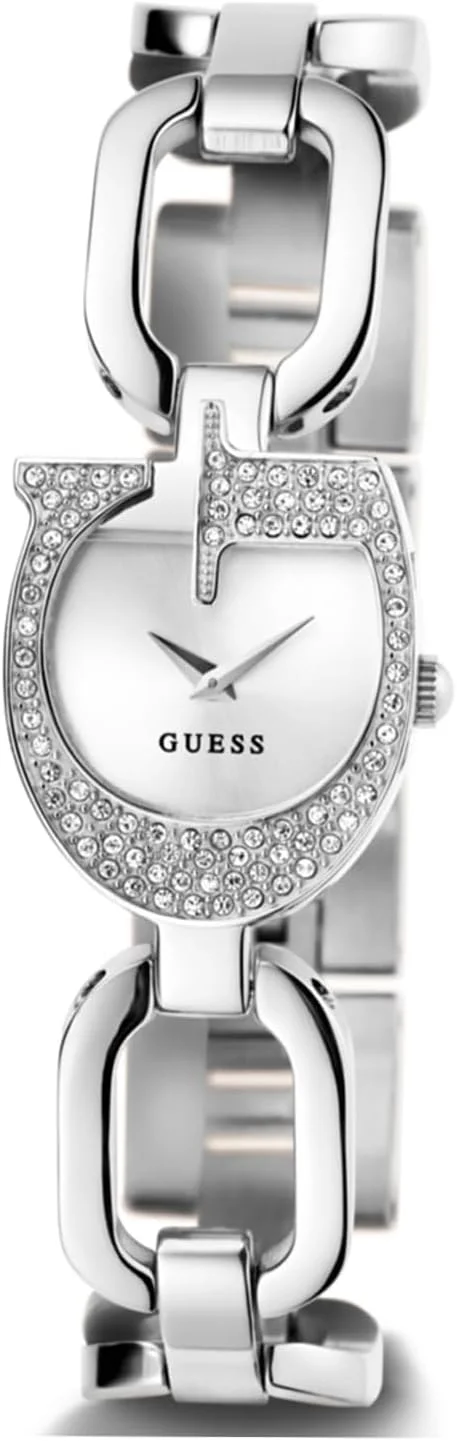 ساعت آنالوگ نقرهای رنگ نگیندار GUESS ساعت آنالوگ نقرهای رنگ نگیندار GUESS