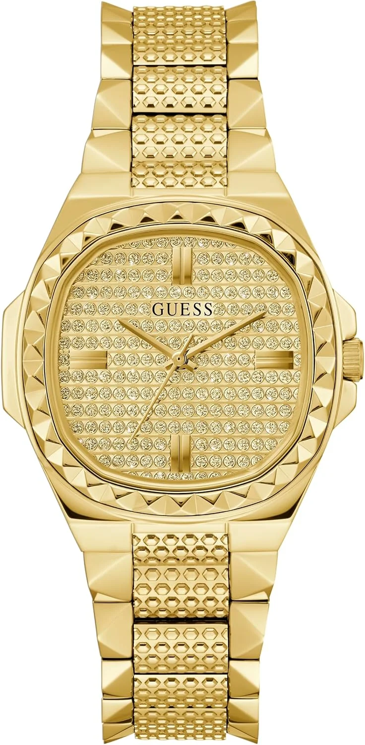 ساعت آنالوگ طلایی بافتدار GUESS ساعت آنالوگ طلایی بافتدار GUESS