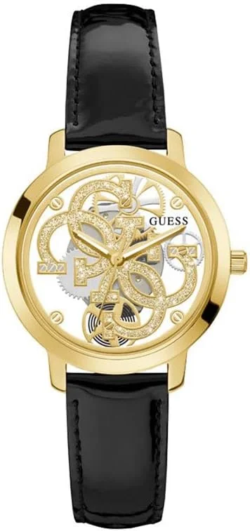 ساعت زنانه GUESS، موتور کوارتز، نمایشگر آنالوگ، بند چرمی مشکی - GW0383L1، مشکی، بند ساعت زنانه GUESS، موتور کوارتز، نمایشگر آنالوگ، بند چرمی مشکی - GW0383L1، مشکی، بند