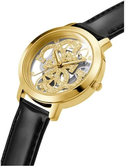 ساعت زنانه GUESS، موتور کوارتز، نمایشگر آنالوگ، بند چرمی مشکی - GW0383L1، مشکی، بند ساعت زنانه GUESS، موتور کوارتز، نمایشگر آنالوگ، بند چرمی مشکی - GW0383L1، مشکی، بند