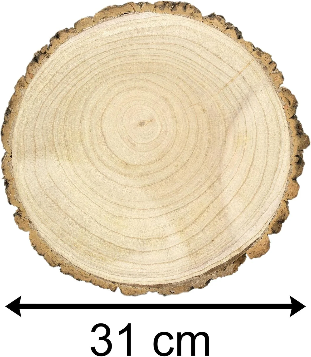 پایه کیک چوبی طرح تنه درخت روستیک 31 سانتی‌متری | تخته نمایش گرد بزرگ برای کیک تولد و عروسی | سینی سرو و تزیین میز