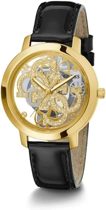 ساعت زنانه GUESS، موتور کوارتز، نمایشگر آنالوگ، بند چرمی مشکی - GW0383L1، مشکی، بند ساعت زنانه GUESS، موتور کوارتز، نمایشگر آنالوگ، بند چرمی مشکی - GW0383L1، مشکی، بند