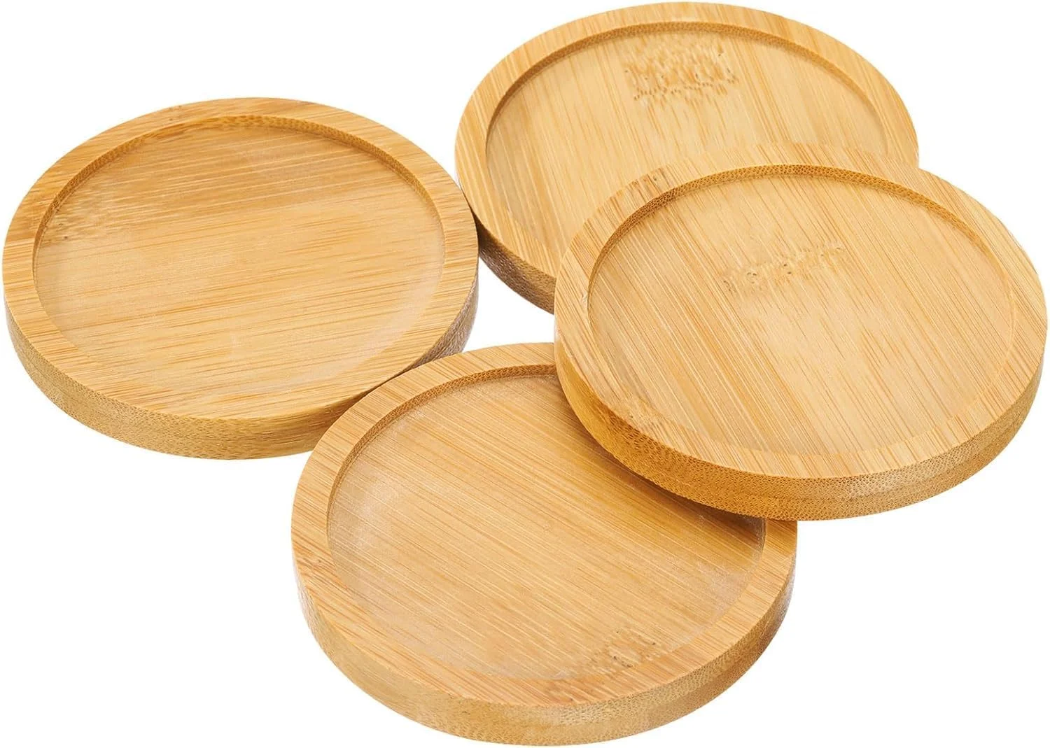 سینی سرو بامبو، 4 عدد تخته سرو بامبو، سینی چند منظوره برای غذا، ساخته شده از مواد پایدار، مستطیل چوبی ایده آل برای سرویس غذا، چای و قهوه، برای آشپزخانه، فضای باز (گرد)