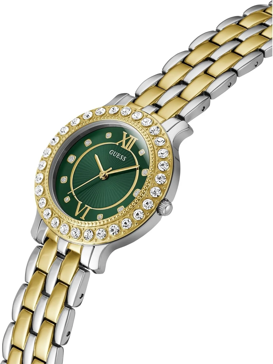 ساعت زنانه گس مدل 34 میلی متری - دستبند دو رنگ صفحه سبز بدنه دو رنگ