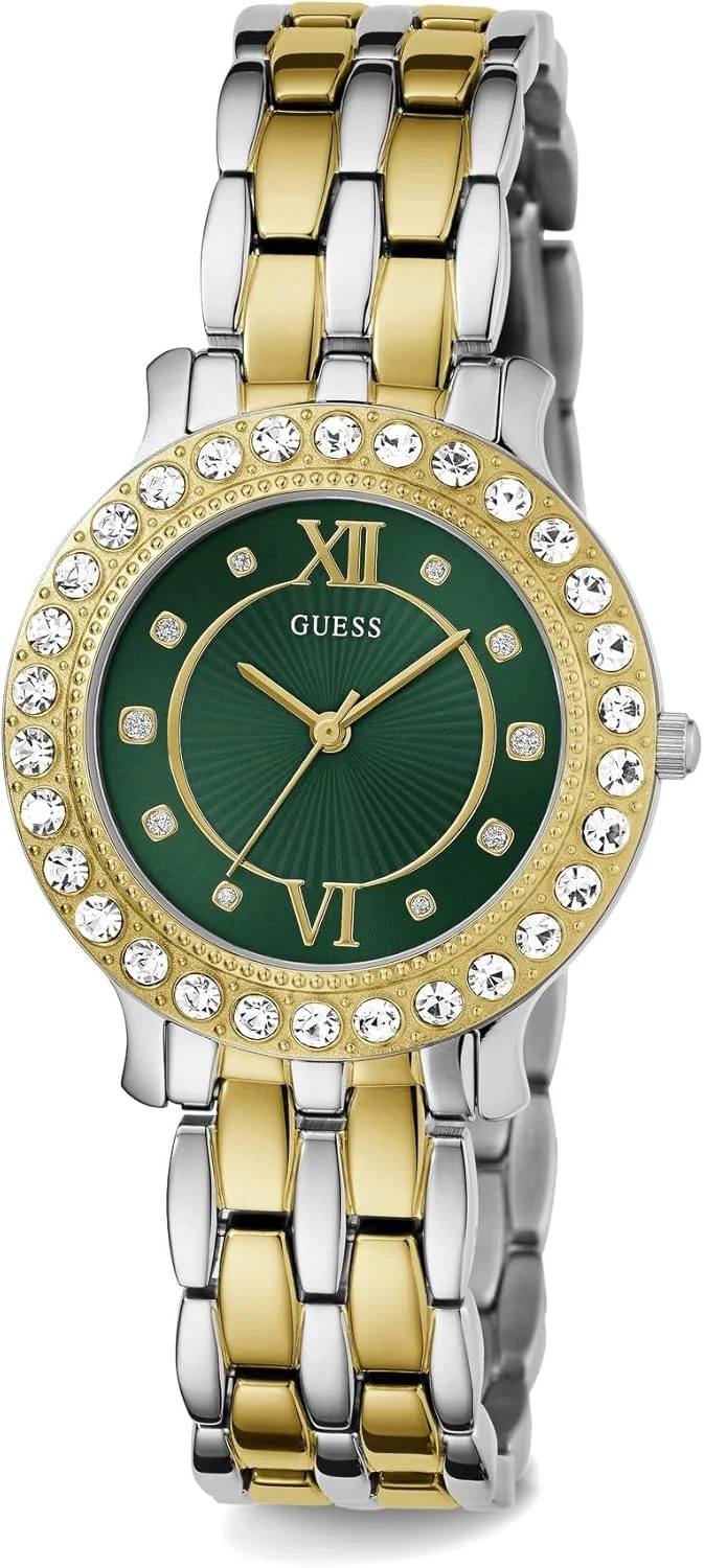 ساعت زنانه گس مدل 34 میلی متری - دستبند دو رنگ صفحه سبز بدنه دو رنگ