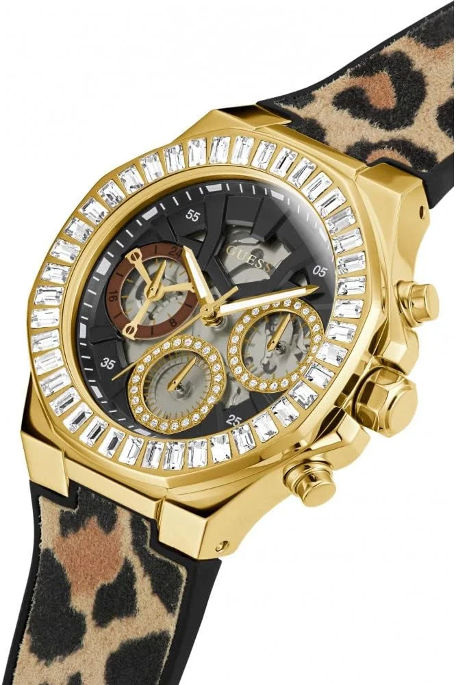 ساعت مچی چندکاره زنانه گس با بدنه طلایی و بند سیلیکونی طرح حیوانات