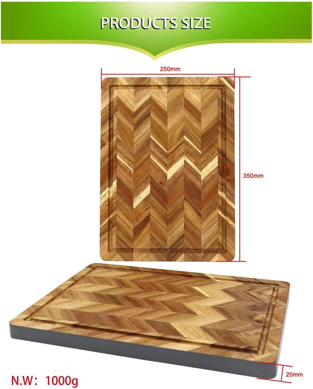 تخته برش چوبی با شیار آبمیوه، مستطیلی، تخته سرو برش چوب