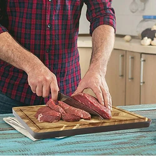 تخته برش چوبی با شیار آبمیوه، مستطیلی، تخته سرو برش چوب