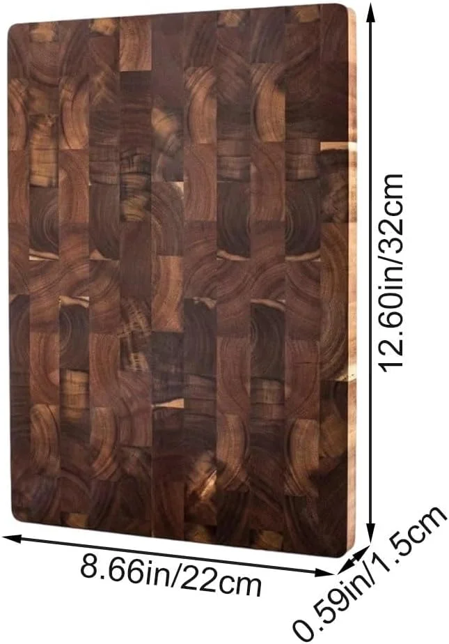 تخته برش چوبی ضخیم اقاقیا، تخته برش چوب، تخته برش آشپزخانه ممتاز برای برش گوشت، سبزیجات، میوه و پنیر (32 سانتی متر)