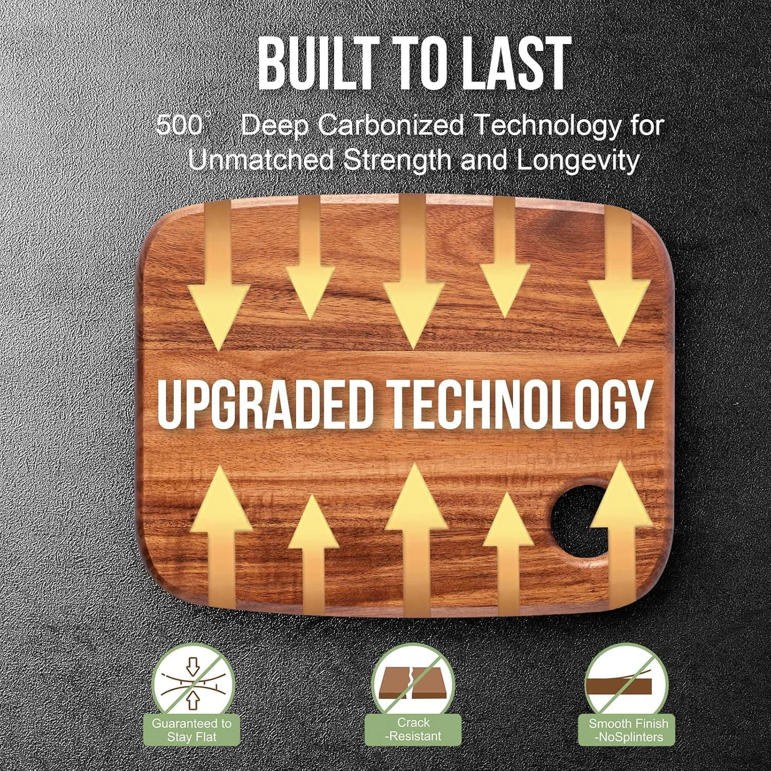 تخته گوشت چوبی برای آشپزخانه، تخته برش چوبی سنگین از چوب اقاقیا، تخته سرو چوبی با سوراخ آویز برای گوشت، نان یا سبزیجات (25 x 20 x 1.8 سانتی متر)