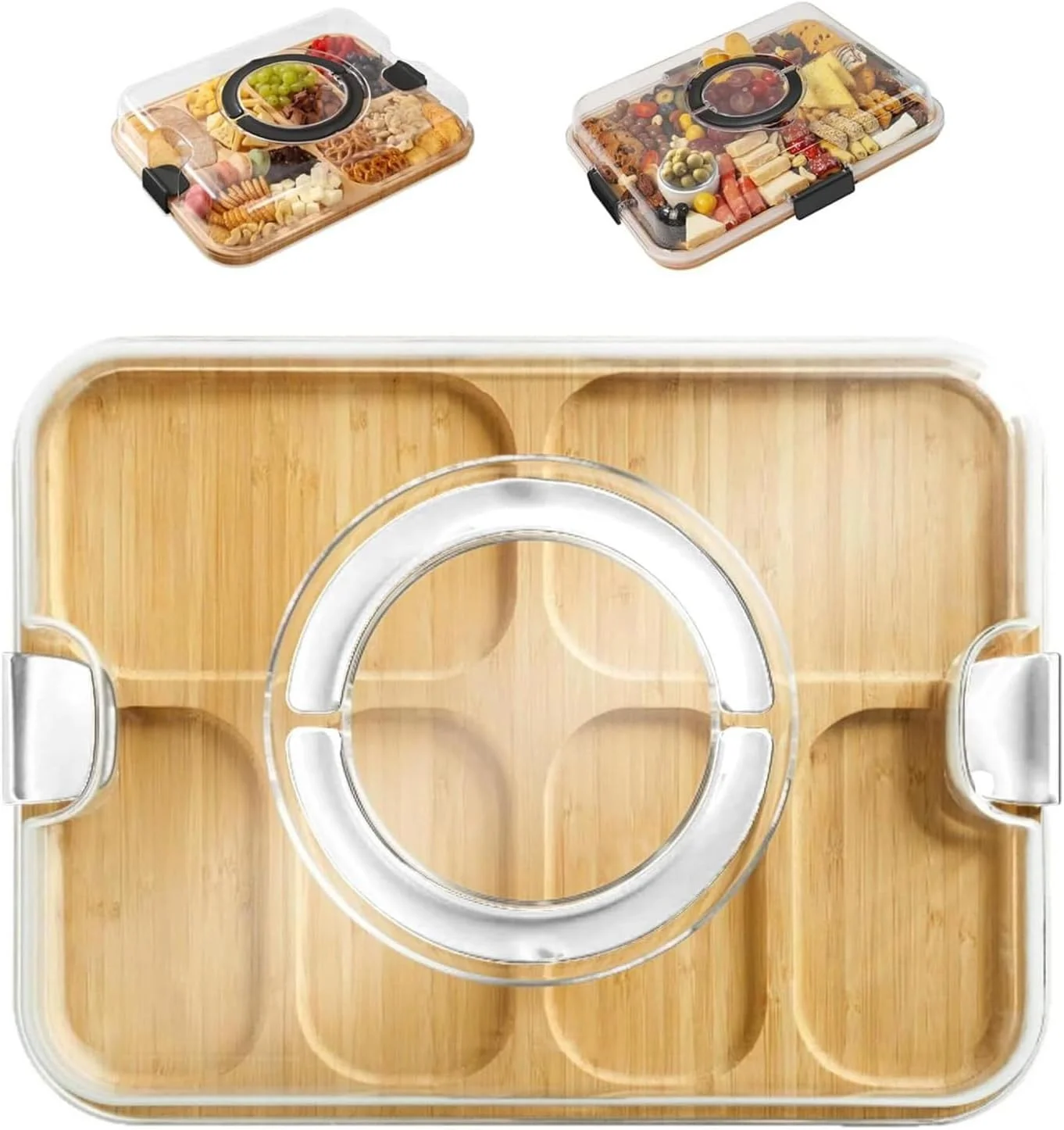 تخته برش آشپزخانه - تخته برش چوبی آشپزخانه - سینی سرو و ظرف نگهداری برای گوشت، میوه، غذا، تنقلات، مهمانی خانگی، پیک نیک در فضای داخلی و خارجی