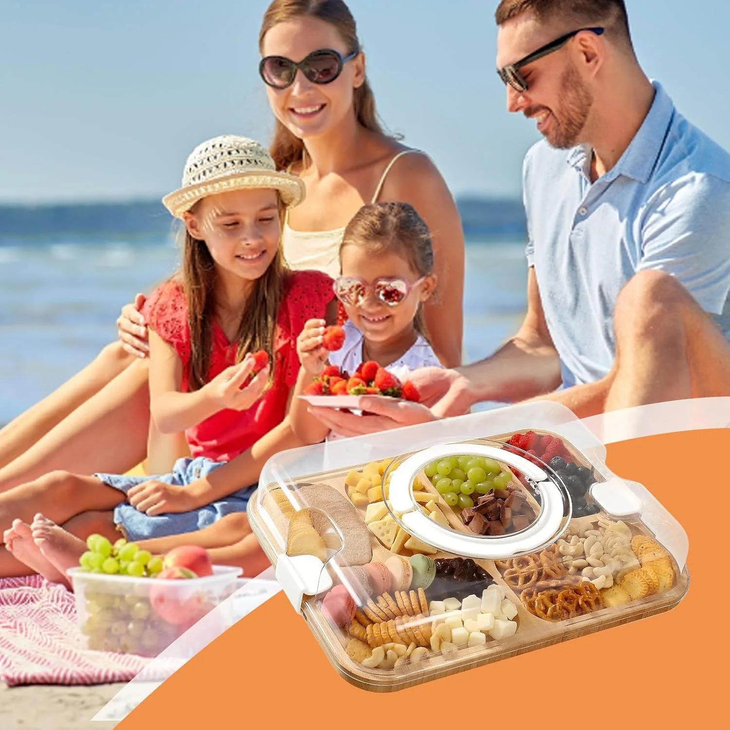 تخته برش آشپزخانه - تخته برش چوبی آشپزخانه - سینی سرو و ظرف نگهداری برای گوشت، میوه، غذا، تنقلات، مهمانی خانگی، پیک نیک در فضای داخلی و خارجی