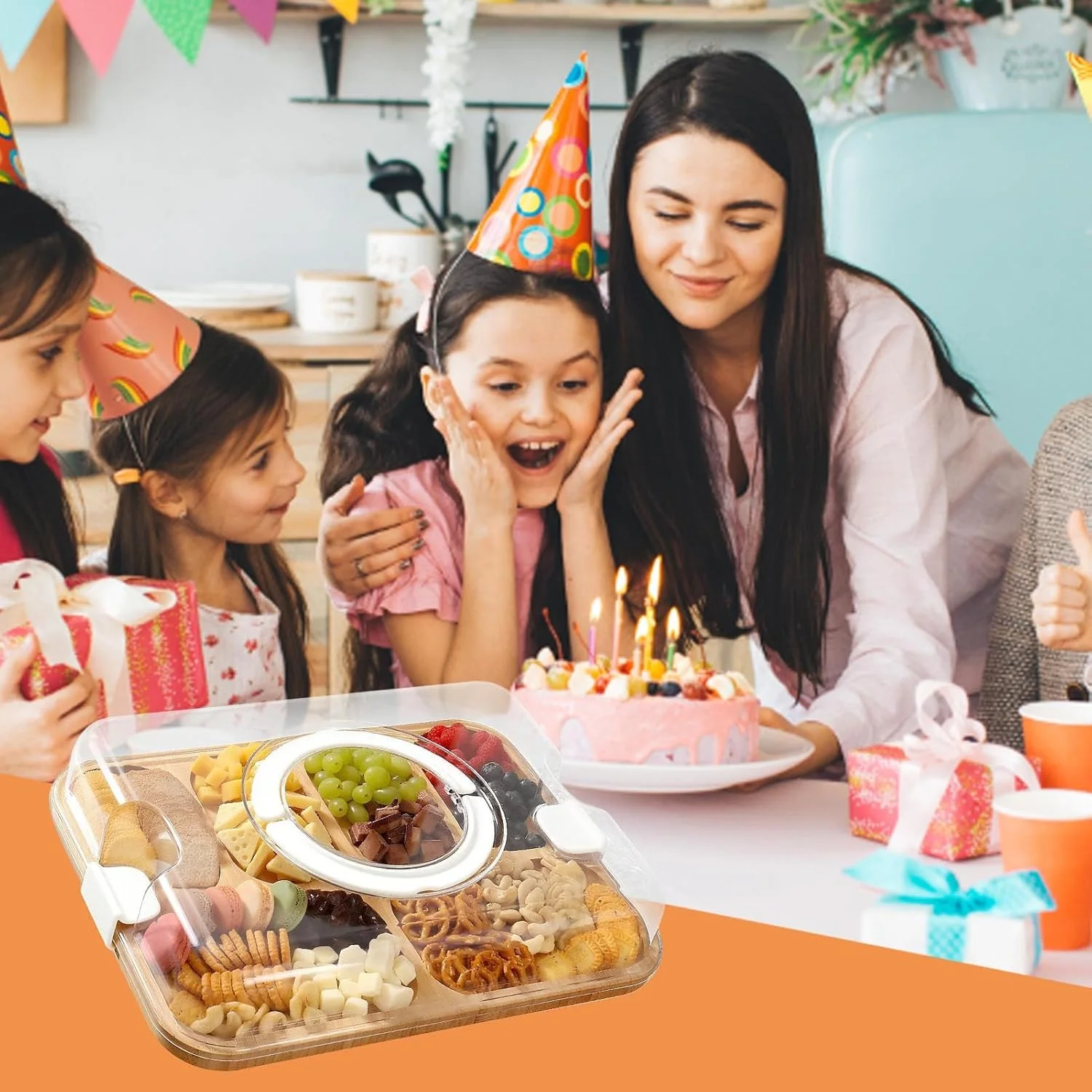 تخته برش آشپزخانه - تخته برش چوبی آشپزخانه - سینی سرو و ظرف نگهداری برای گوشت، میوه، غذا، تنقلات، مهمانی خانگی، پیک نیک در فضای داخلی و خارجی