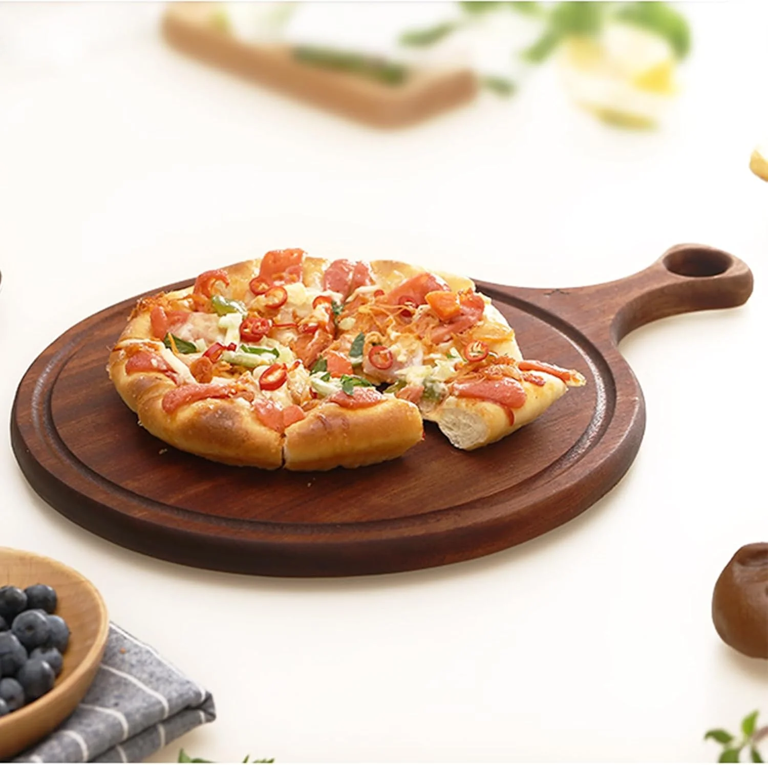 تخته برش چوبی ابنوس و تخته پنیر برای نان، تخته خردکن، گوشت، میوه ها و سوسیس - تخته سرو چوبی تزئینی برای آشپزخانه