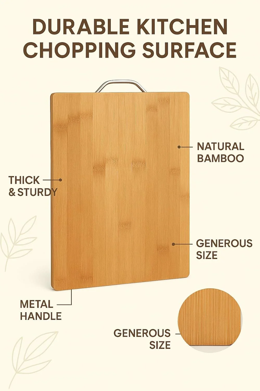 تخته برش بزرگ چوبی فیتو، سطح بادوام برای خرد کردن مواد غذایی در آشپزخانه