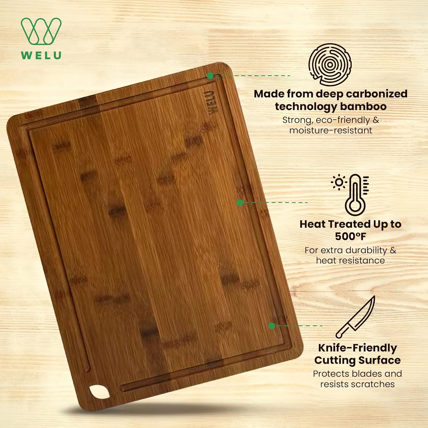 ست تخته برش بامبو تیره 3 تکه، تخته های خردکن چوبی بادوام با شیارهای آب و دستگیره، ایده آل برای گوشت، سبزیجات، میوه ها و سوسیس و کالباس، هدیه آشپزخانه برای آشپزهای خانگی