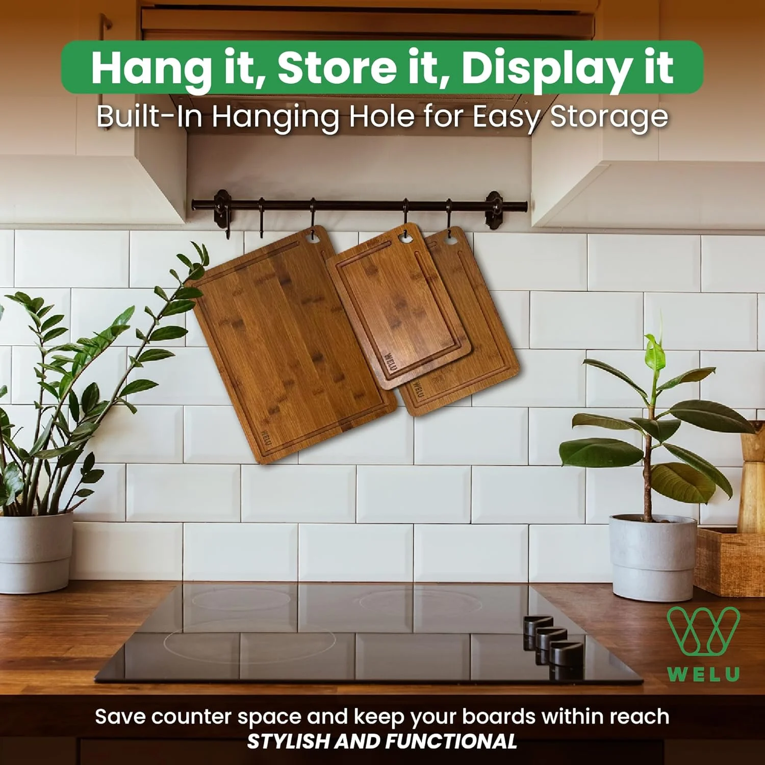 ست تخته برش بامبو تیره 3 تکه، تخته های خردکن چوبی بادوام با شیارهای آب و دستگیره، ایده آل برای گوشت، سبزیجات، میوه ها و سوسیس و کالباس، هدیه آشپزخانه برای آشپزهای خانگی