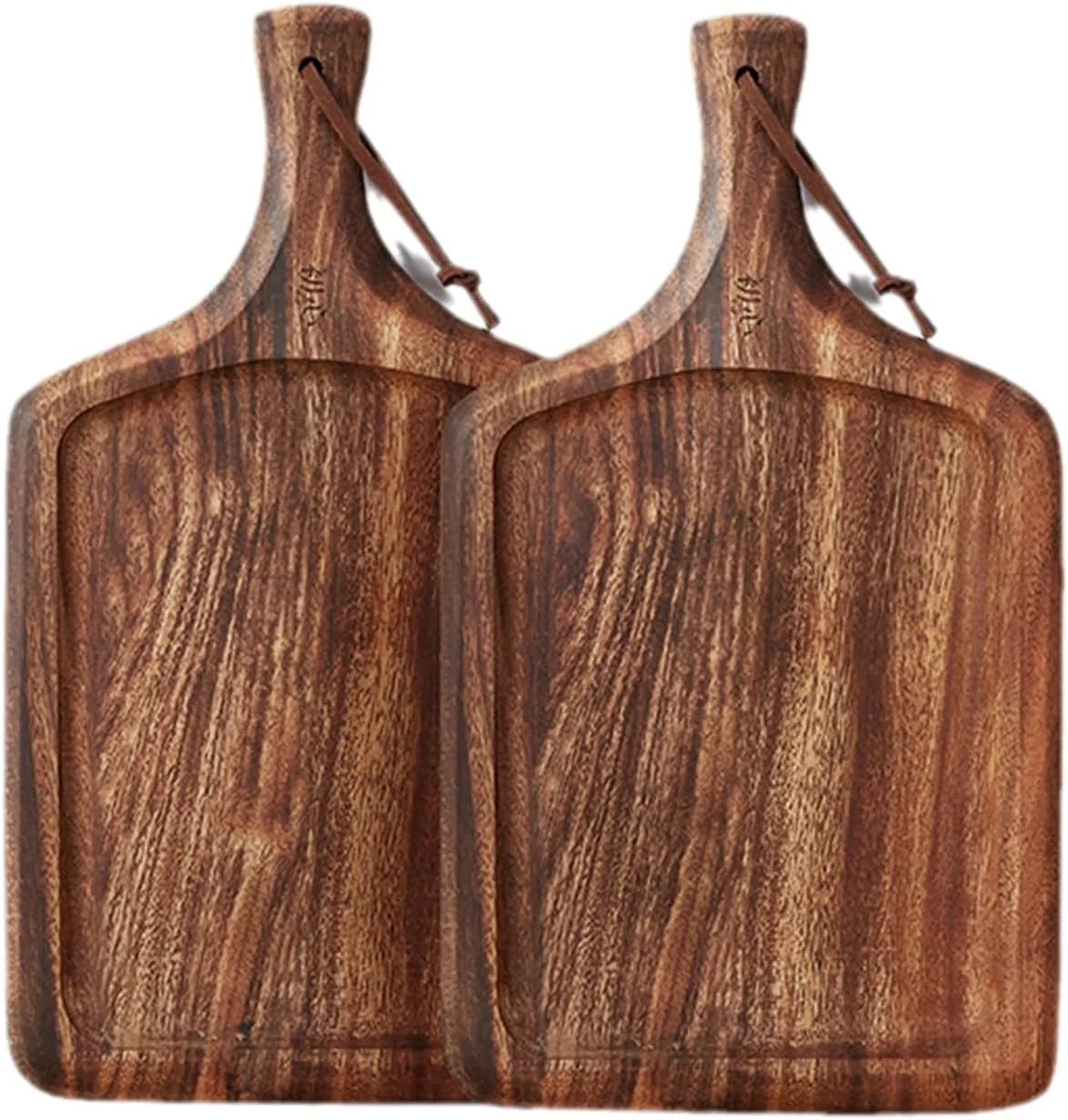 تخته استیک چوبی از چوب جامد با دسته برای گوشت، تخته پنیر، سبزیجات، نان و سوسیس، تخته سرو چوبی تزئینی برای آشپزخانه و...