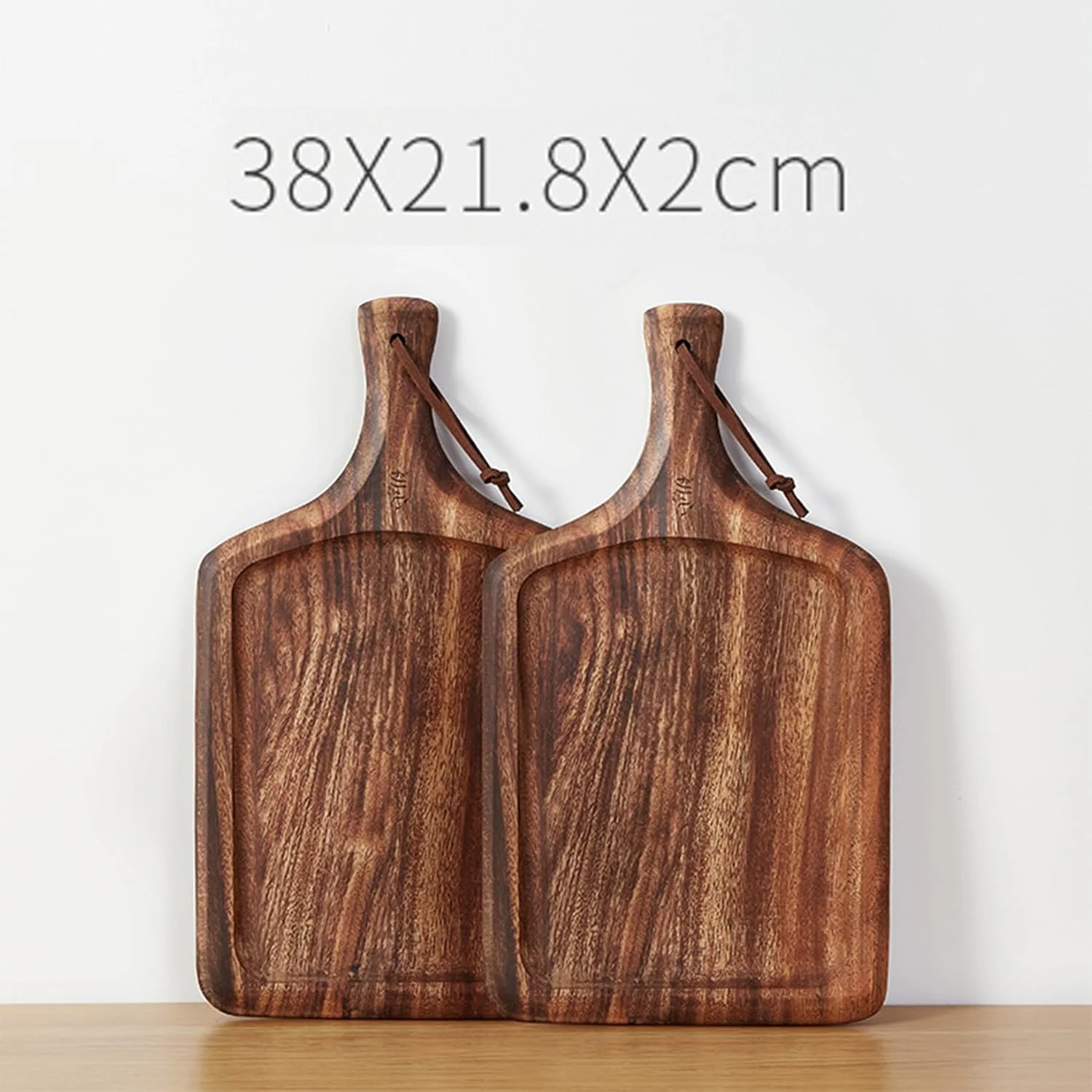 تخته استیک چوبی از چوب جامد با دسته برای گوشت، تخته پنیر، سبزیجات، نان و سوسیس، تخته سرو چوبی تزئینی برای آشپزخانه و...