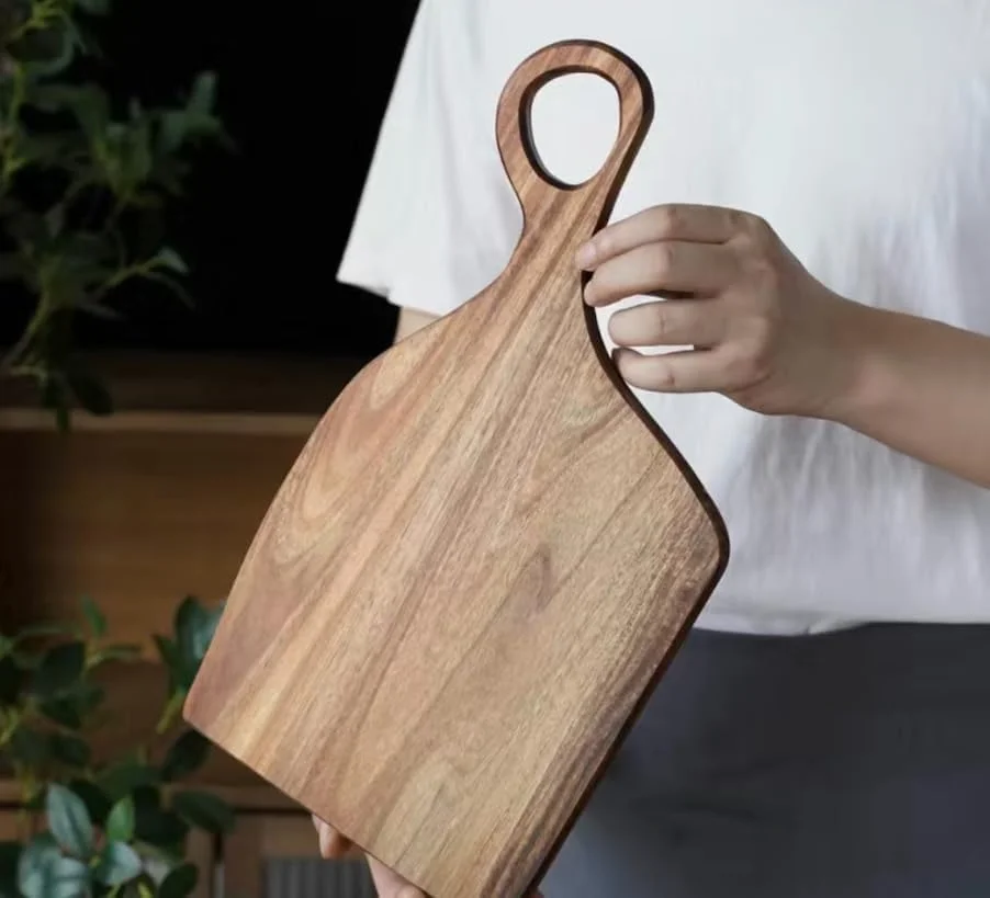 ست تخته برش چوبی اقاقیا، 2 تکه - تخته چند منظوره برای برش، خرد کردن، سرو و سینی - طراحی شده برای پنیر، میوه ها، سبزیجات و نان