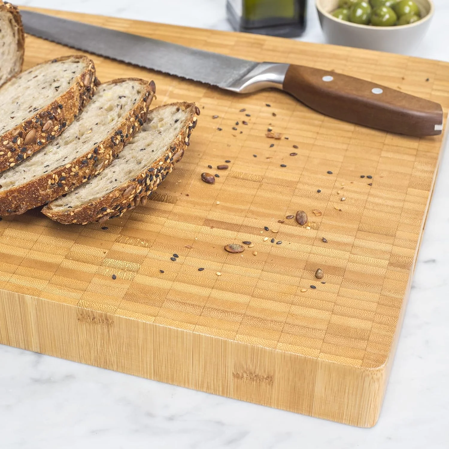 تخته برش بامبو Dehaus® - سایز بزرگ، 42x32x4 سانتی متر | بامبو با کیفیت عالی | تخته برش چوبی سنگین برای سینی مزه، تخته سرو، محافظ سطح کار آشپزخانه، سینی پنیر و سرو پیتزا