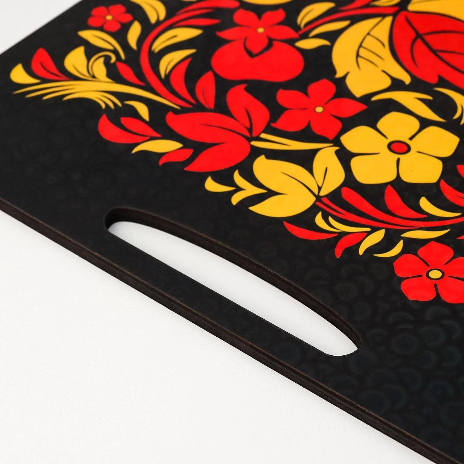 ست تخته برش چوبی و سینی سرو روسی خوخلوما - 2 تکه، لوازم جانبی آشپزخانه چند رنگ با نقاشی دستی - Равазделочная доска с русской хохломой, Хохлома роспись