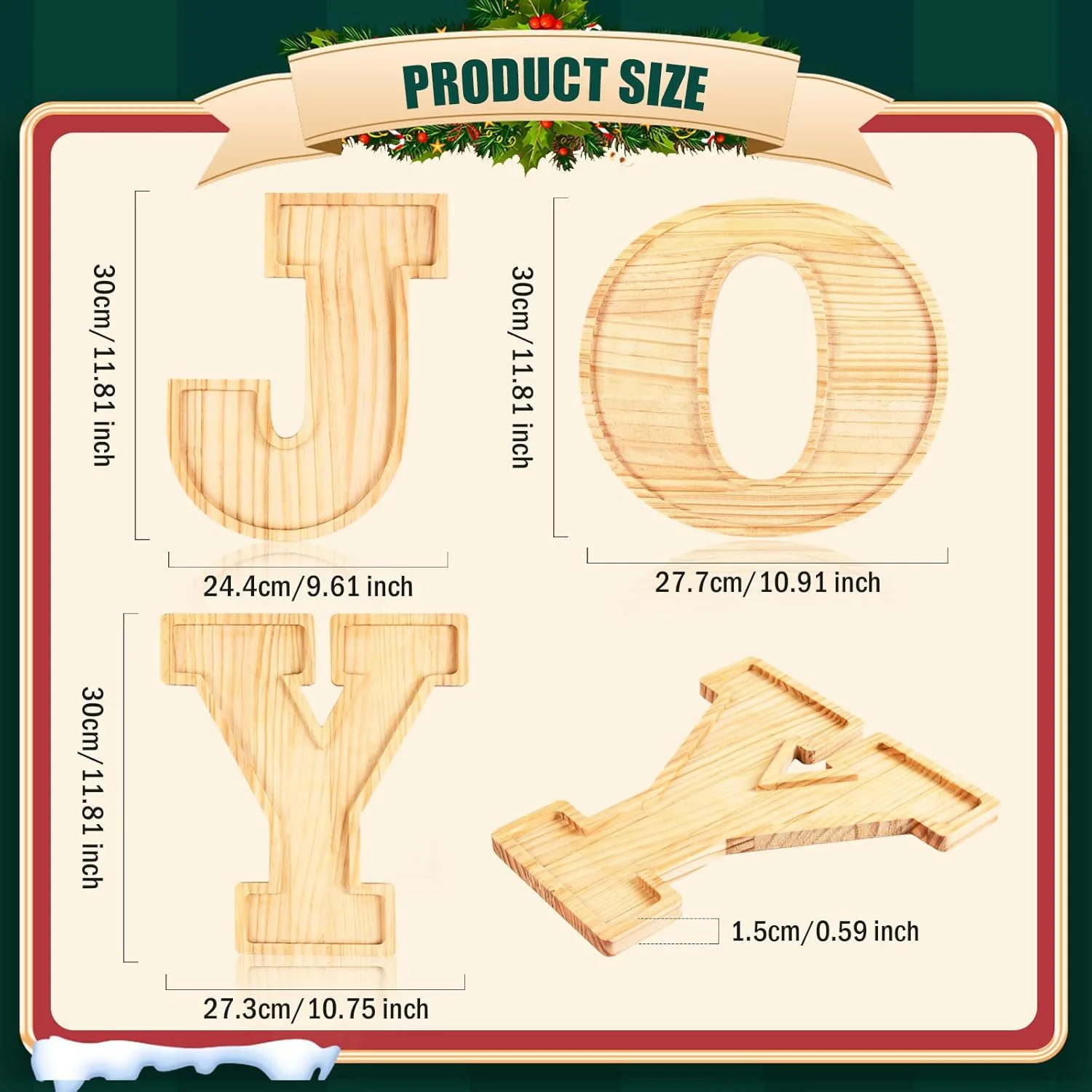 ست ۳ تایی تخته سرو چوبی طرح کریسمس، مناسب سرو تنقلات، میوه و شیرینی، ایده آل برای دکوراسیون و پذیرایی در جشن ها
