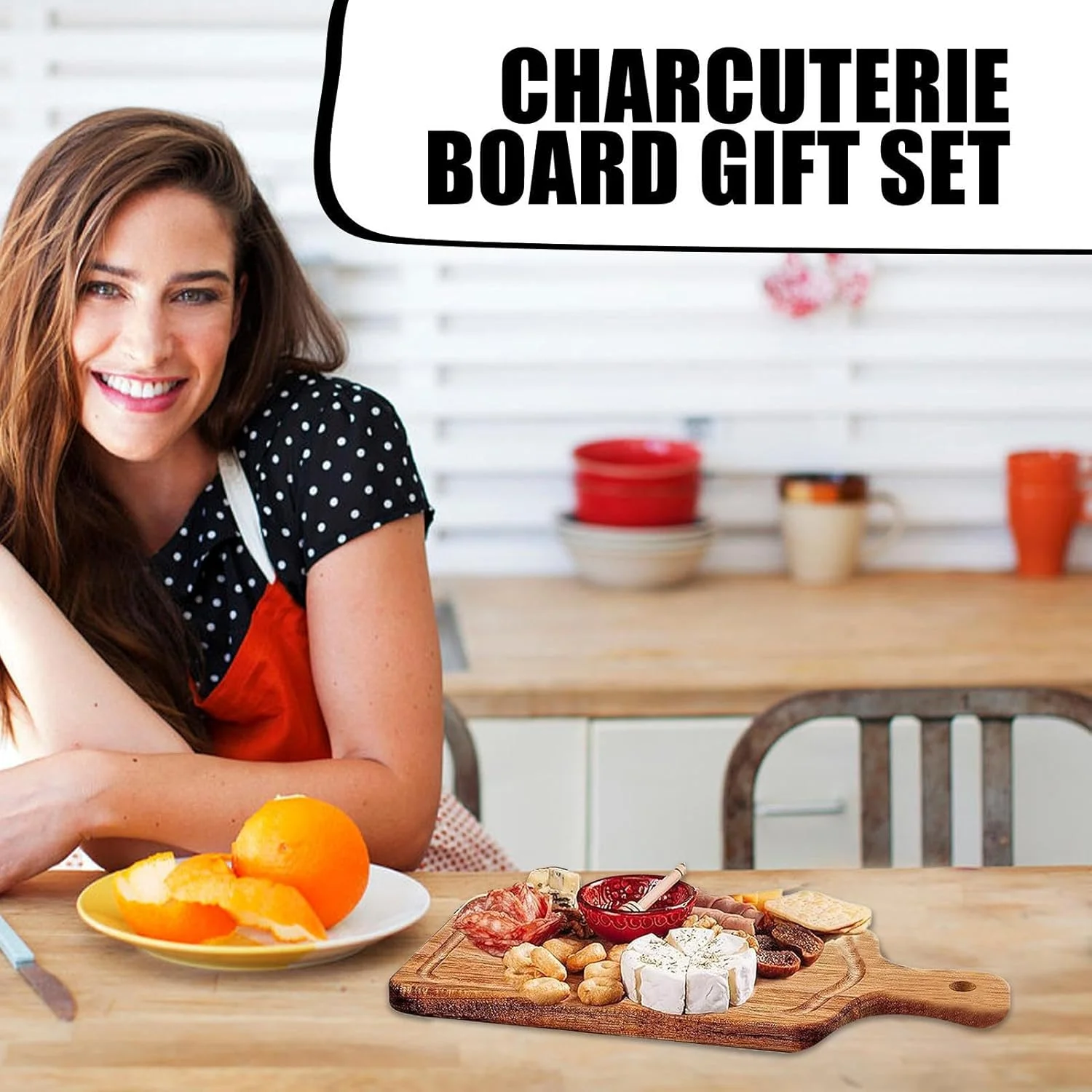 تخته سرو پنیر - سینی های سرو مزه | تخته برش چوبی به همراه کارد و چنگال و برچسب تشکر، مربعی شکل، مناسب برای دورهمی های خانوادگی، جشن تولد، هدیه خانه نویی، مهمانی آپارتمانی