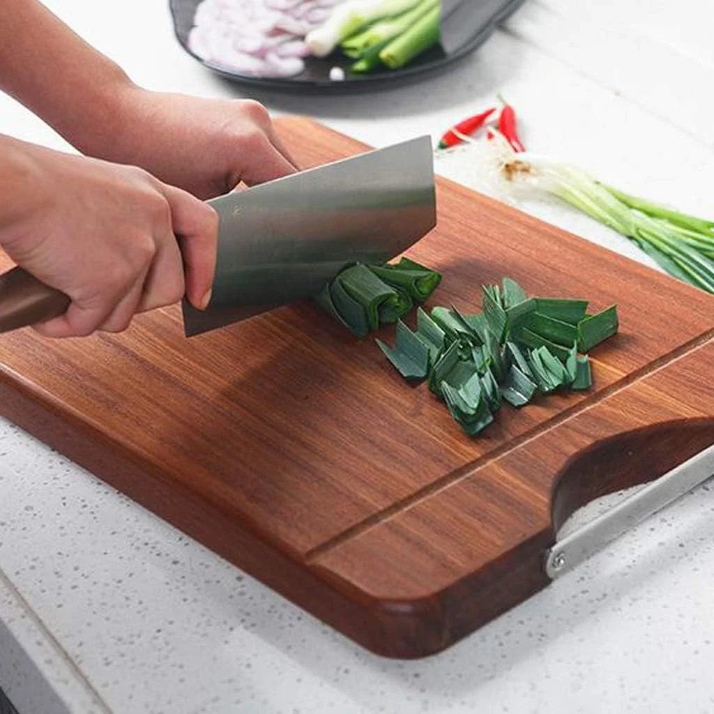 تخته برش چوبی دو طرفه، مناسب آشپزخانه، تخته خردکن گوشت و سبزیجات، تخته سرو چوبی با دستگیره استیل، تک رنگ - 40 * 29 * 3 سانتی متر تخته برش چوبی دو طرفه، مناسب آشپزخانه، تخته خردکن گوشت و سبزیجات، تخته سرو چوبی با دستگیره استیل، تک رنگ - 40 * 29 * 3 سانتی متر