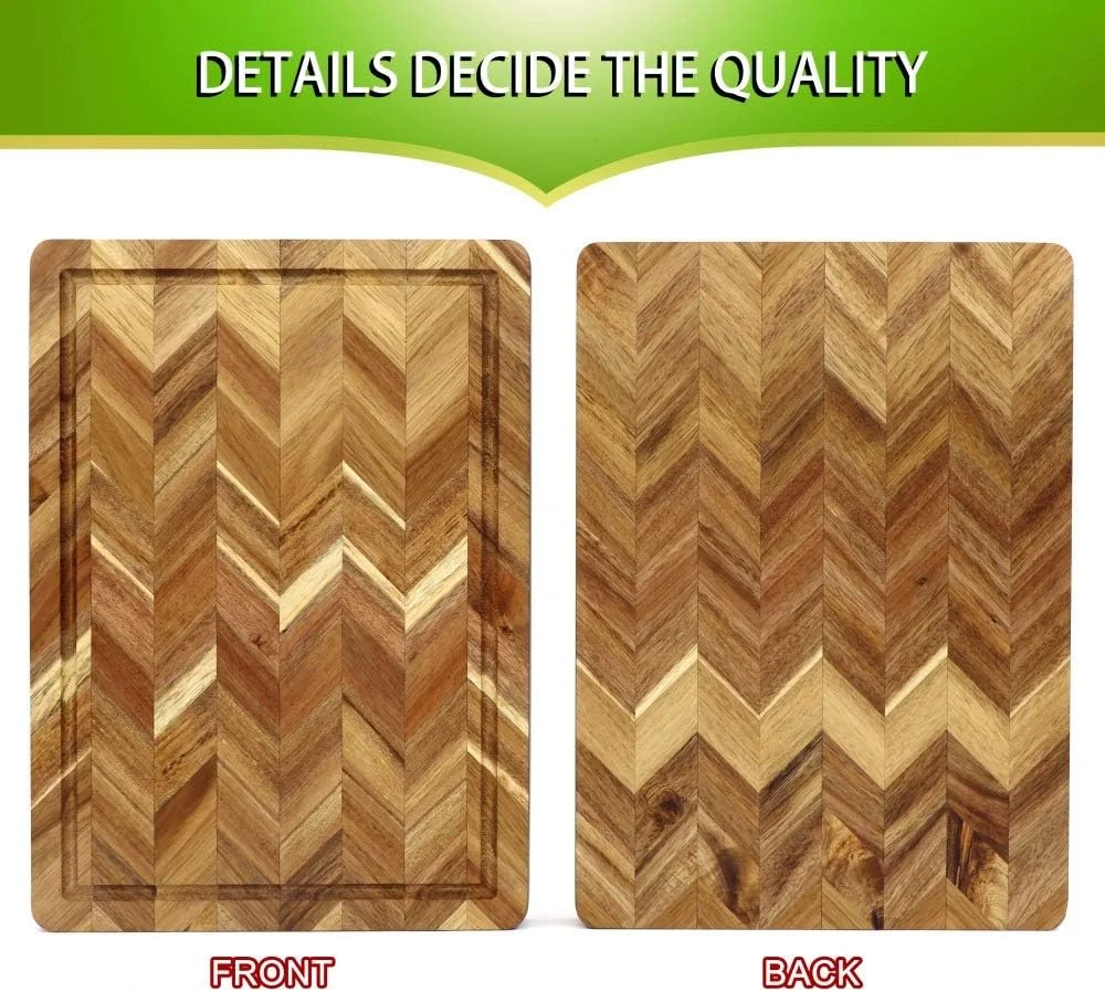 تخته گوشت چوبی مستطیلی با شیار آبگیری