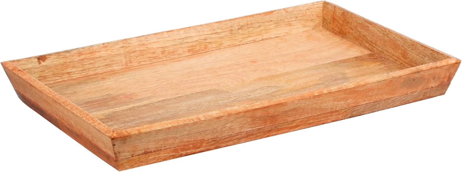 سینی سرو چوبی آکاسیا OLYNO® DuraServe | 35x23x4 سانتی متر، سینی تزئینی چند منظوره | ایده آل برای صبحانه در تخت، غذاخوری در پاسیو، میز قهوه و سینی مهمانی