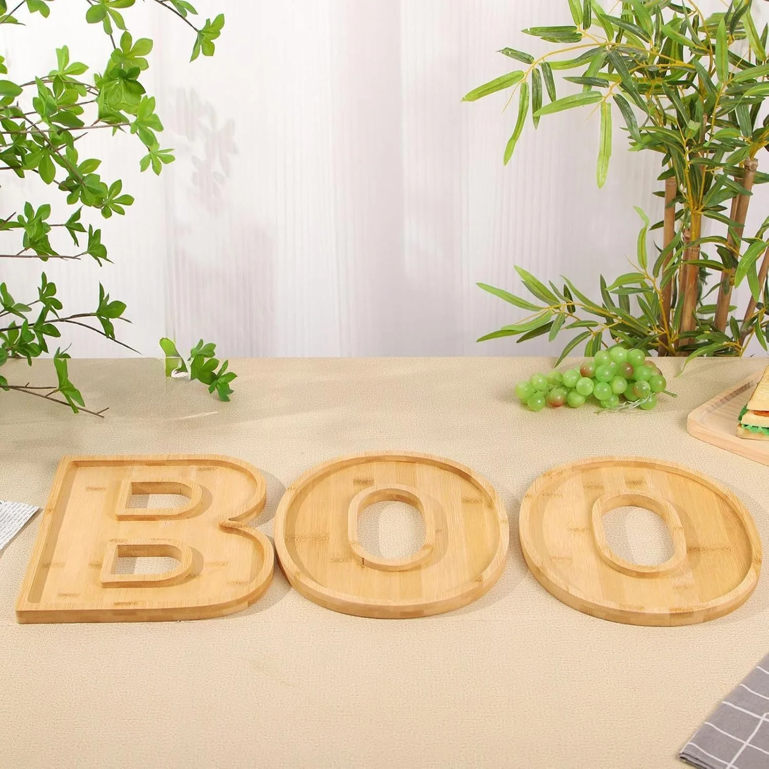 تخته سرو پذیرایی هالووین، تخته سرو پنیر مهمانی - لوازم مهمانی چوبی، دکوری هالووین برای پاییز، مناسب سرو غذا، دسر، میوه، اسنک، آبنبات و کاپ کیک، قابل استفاده در فضای داخلی