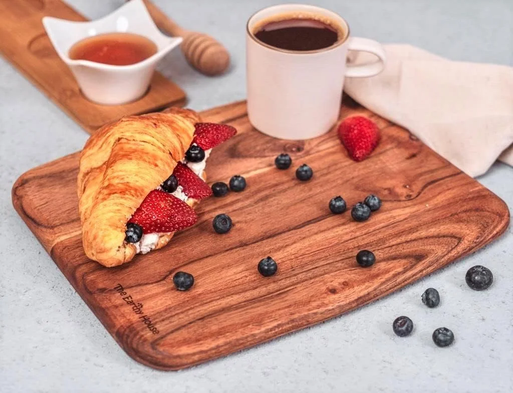 بشقاب سرو چوبی Earthy House | سینی سرو | تخته پنیر | سینی چوبی | سینی گوشت | تخته برش - (28 X 23 سانتی متر)