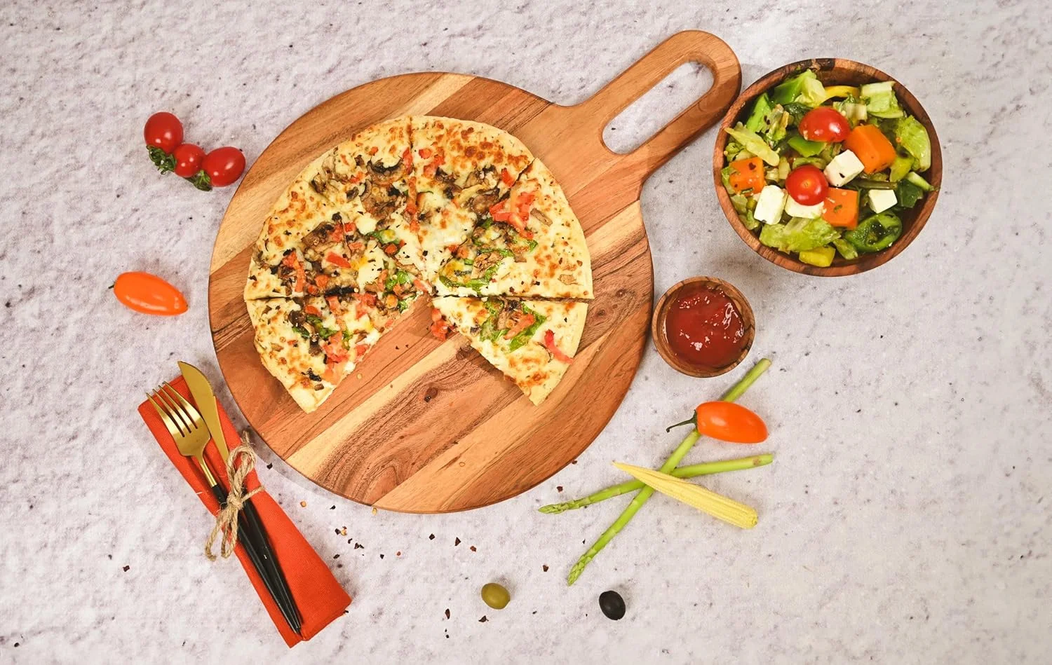 تخته پیتزا چوبی آکاسیا | تخته سرو چوبی بزرگ با دسته | تخته گرد رومیزی | تخته سرو گوشت و پنیر | بیل پیتزا | تخته پارویی پیتزا | قطر - 33 سانتی متر تخته پیتزا چوبی آکاسیا | تخته سرو چوبی بزرگ با دسته | تخته گرد رومیزی | تخته سرو گوشت و پنیر | بیل پیتزا | تخته پارویی پیتزا | قطر - 33 سانتی متر