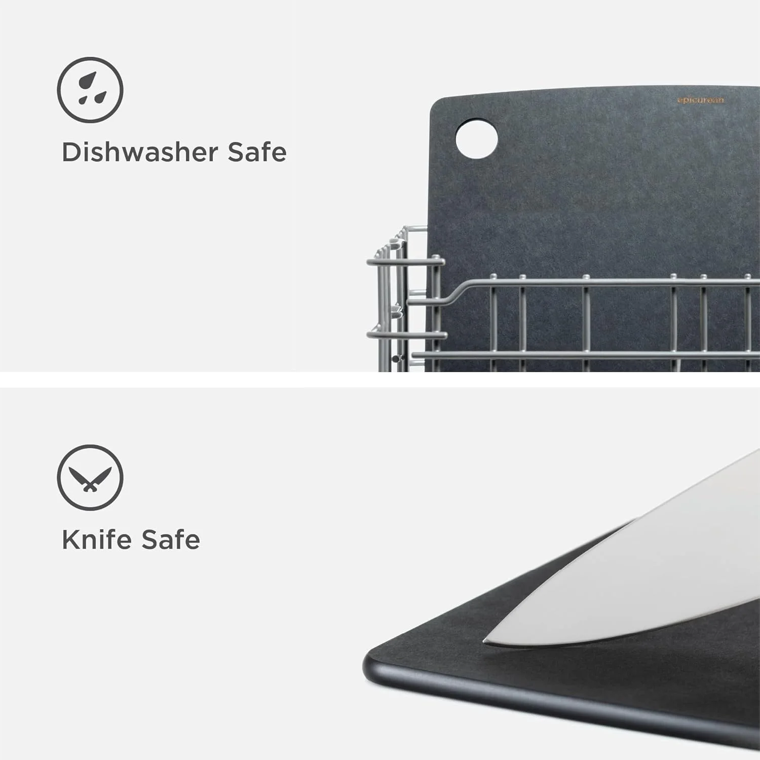 تخته برش آشپزخانه اپیکورین، 44.5 سانتی‌متر × 33 سانتی‌متر، رنگ طوسی